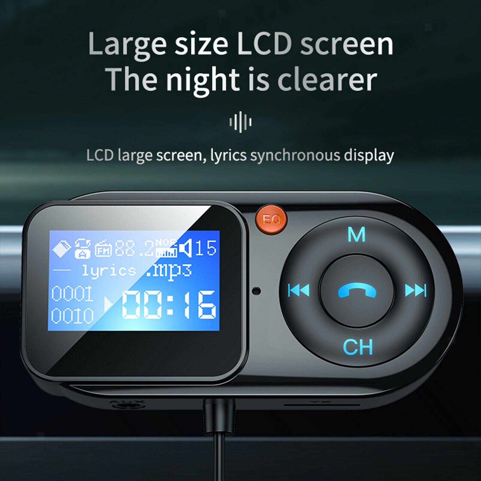 1.3" Wireless Bluetooth Car FM Transmitter   TF Card Audio Receiver