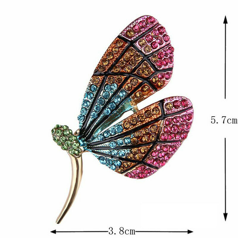 Retro Rhinestone Butterfly Insect Brooch Lapel Scarf Pin Women Luxury Jew.l8