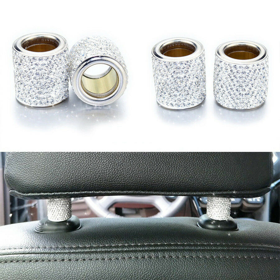4 Pcs Stylish Classy White Rhinestone decorative Ring Car Interior Accessories
