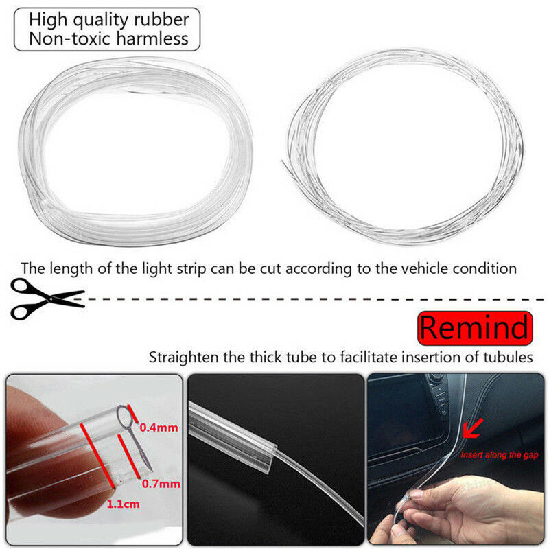 RGB 5 LED Car Door Dash Ambient Light 6m Neon Strip Bluetooth APP Control Bright