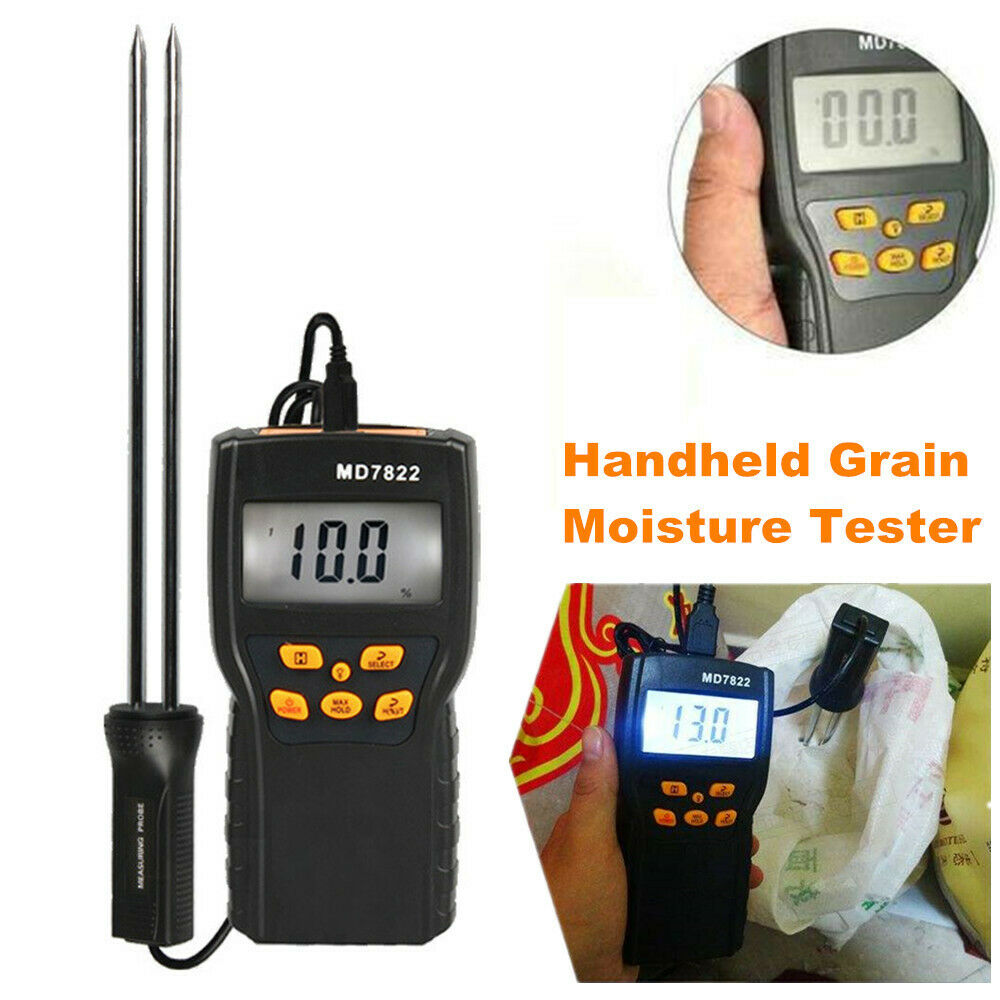 Handheld Digital Wood Water Tester Grain Moisture Temperature Damp Detector Kit