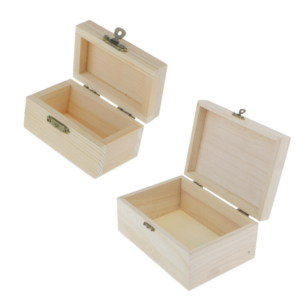 10 Pieces Unpainted Wood Jewellery Jewlry Box Keepsake Gift Case DIY Crafts