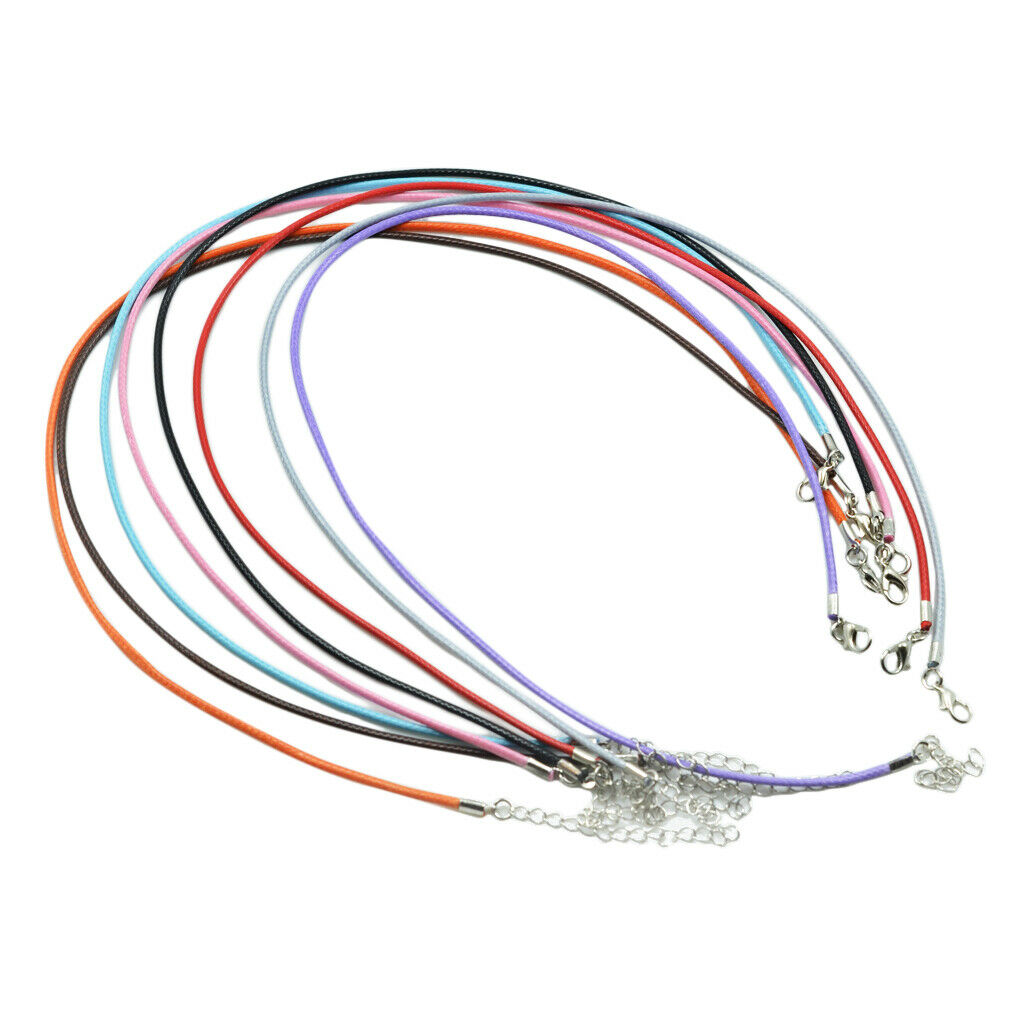 8Pc Mix Waxed Necklace Cord Chain with Lobster Claw Clasp DIY Jewelry Making