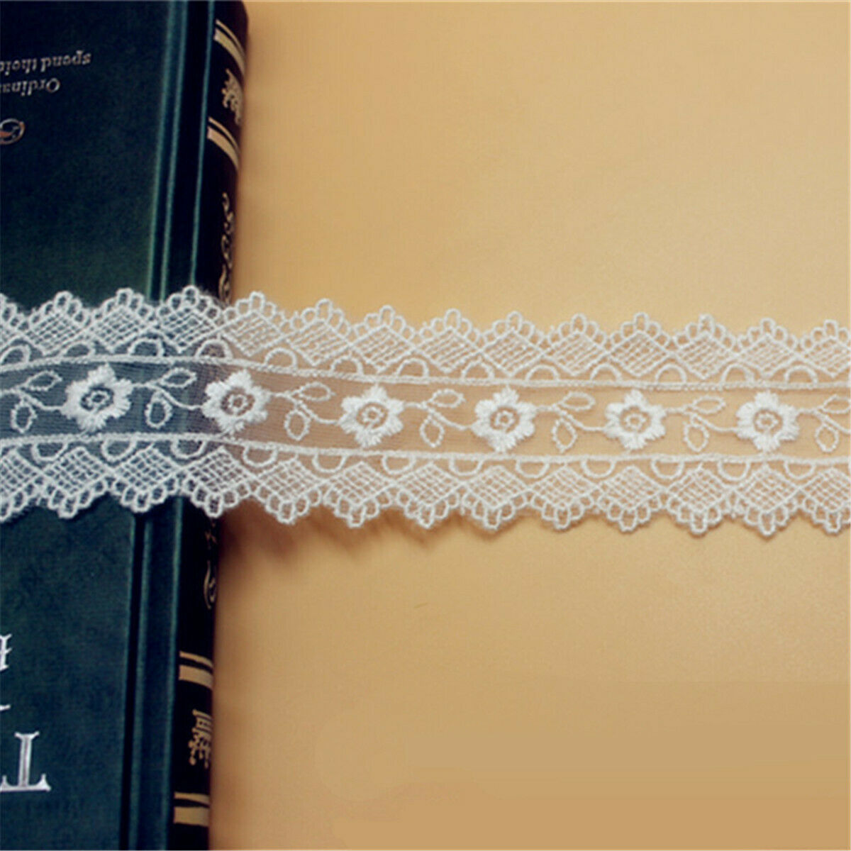 2 Yards White Embroidery Floral Cotton Trim Lace Edge Trims Craft Sewing Ribbon