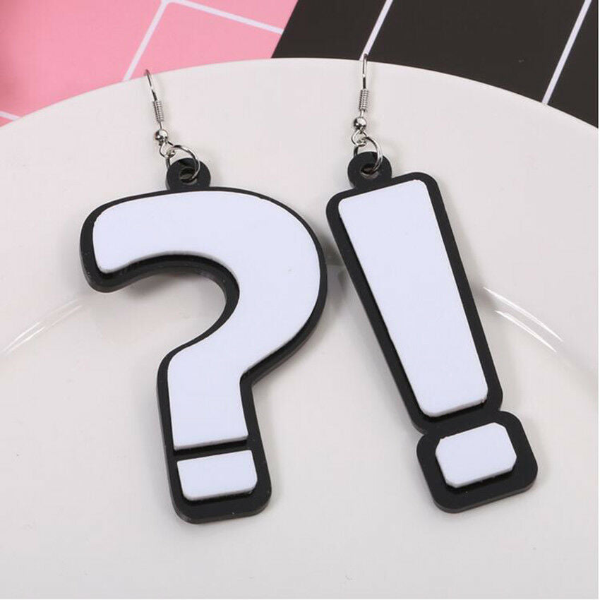 Cute Question Mark (Que) Exaggerated Acrylic Dangle Earrings