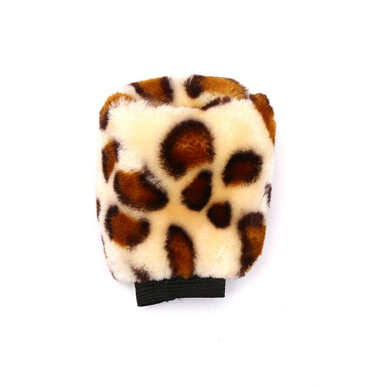3Pcs /Set Beige Leopard Fluff Plush Steering Wheel Cover Winter Car ZTA GzF SJ