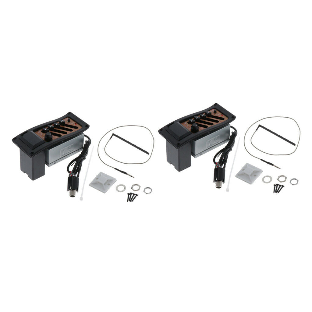 2pieces Folk Guitar Pickup Pre-Amp Piezo Tuner Active Complete Kit EQ-7545R