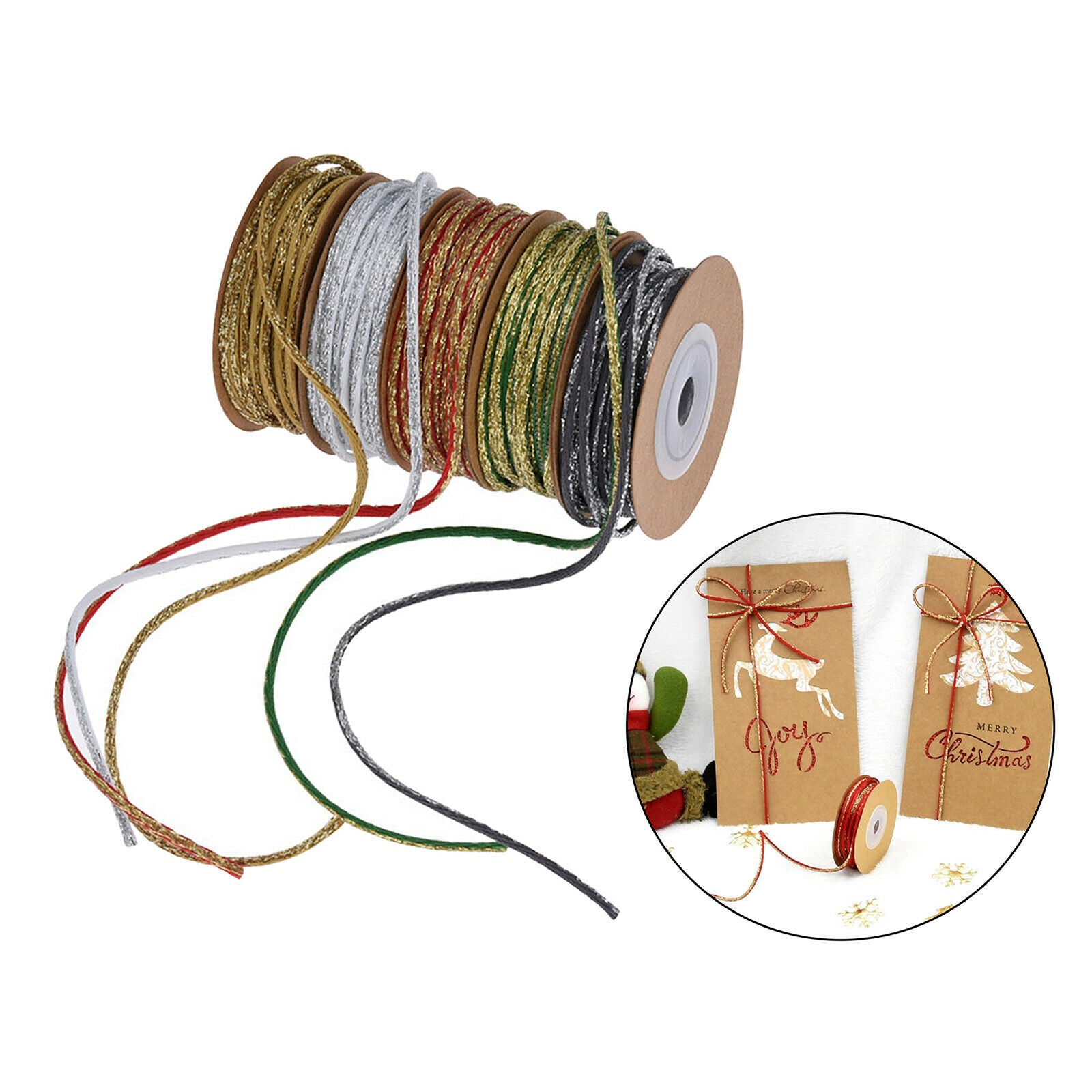5x Wrapping String Crafts Natural Packing Ribbon for Christmas Pastry Boxes