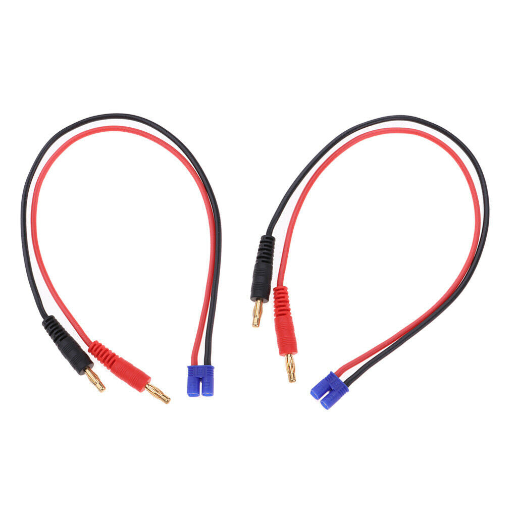 2x4mm Banana Plug  Connector to Male EC2 RC Charge Cable16AWG