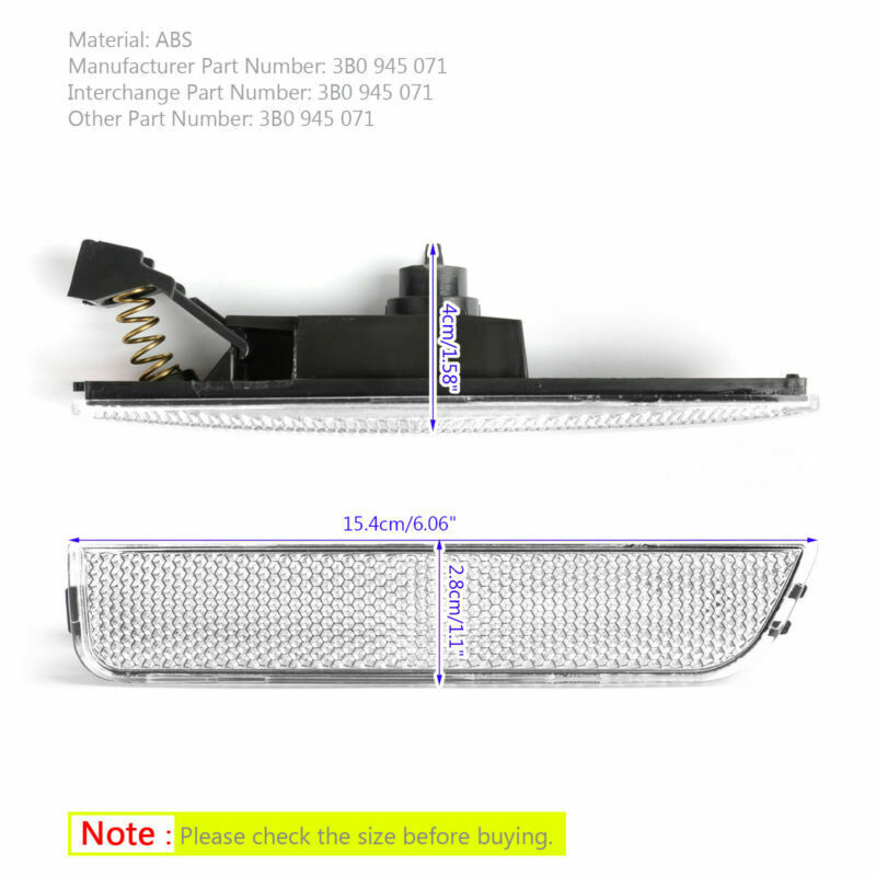 Left White Front Bumper Side Marker Lights For 2001-2005 VW Passat B5.5 CN