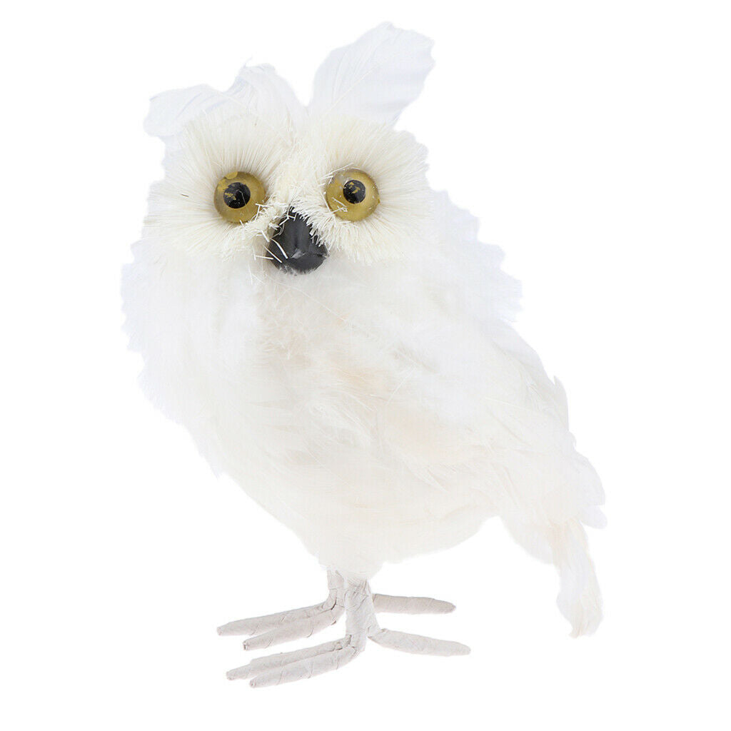 WHITE OWL CHRISTMAS ORNAMENT FURRY BIRD HOME GARDE DESK DECORATION ADORNMENT
