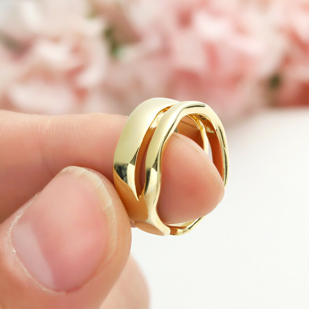Women Elegant Trendy Adjustable Jewelry Double-Layer Irregular Wave Open Rings