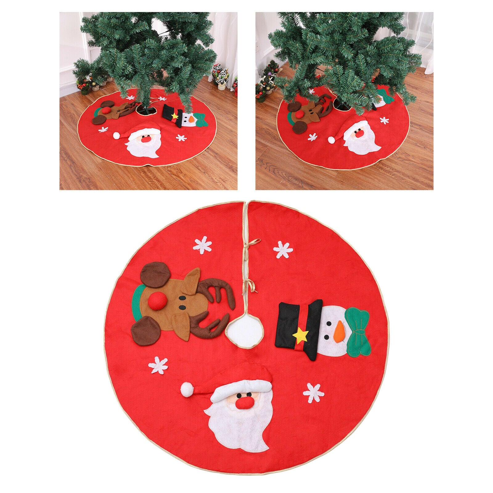 Christmas Tree Skirt Mat Large Red Round Cover Tree Skirt for Party Ornament