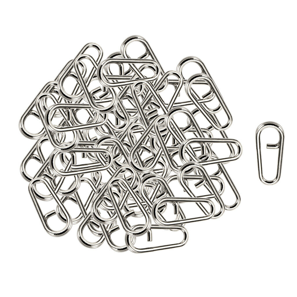 100pcs Stainless Steel Bent Head Oval Split Ring Fishing Tackle Connector L