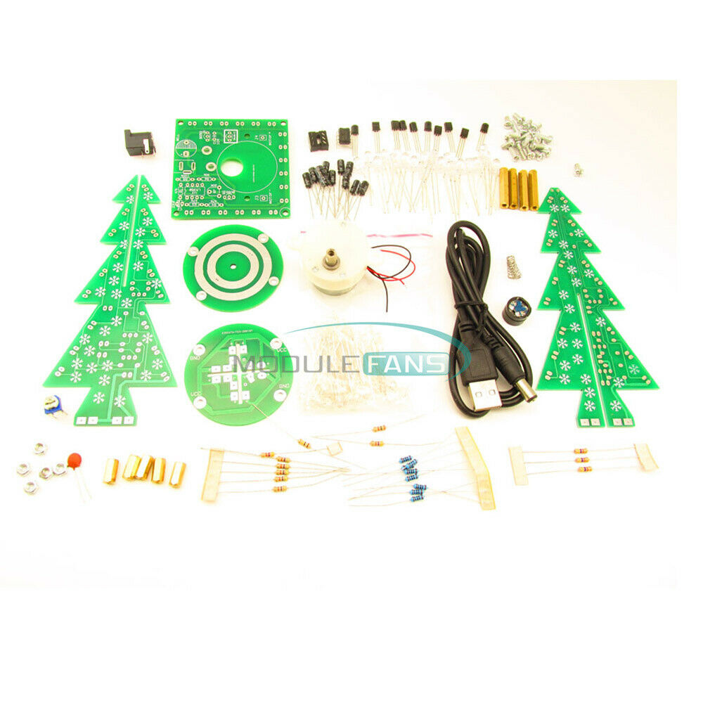 Rotating 7 Color Music Christmas Tree LED Water Lamp+Breathing Light DIY Parts