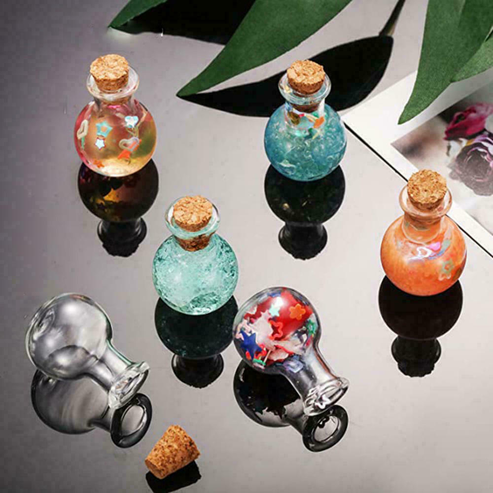 10PCS Transparent Message Vials Small Glass Empty Jars W/ Cork Wishing Bottles â¤