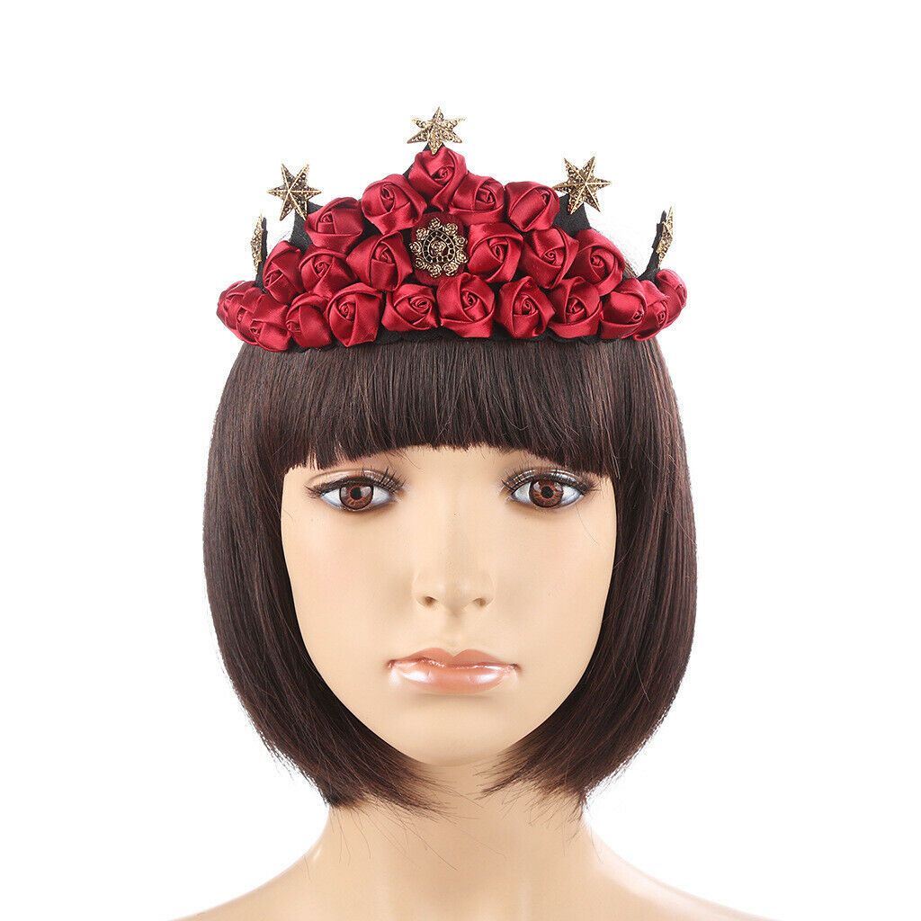 Christmas Wreath Red Roses Crown Performance Prom Party Bride Hair Accessory