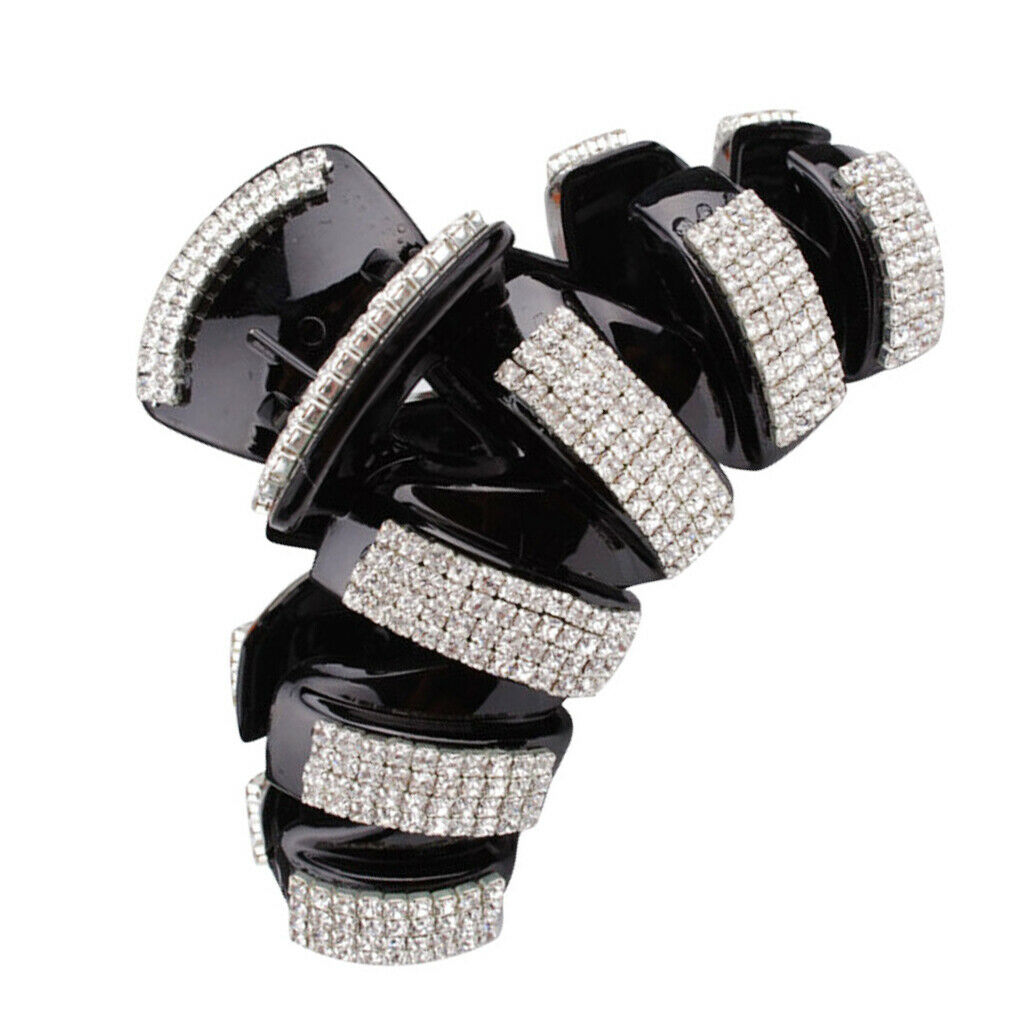 Ladies Popular Full Crystal Rhinestone Large Black Hair Claw Clip Clamps