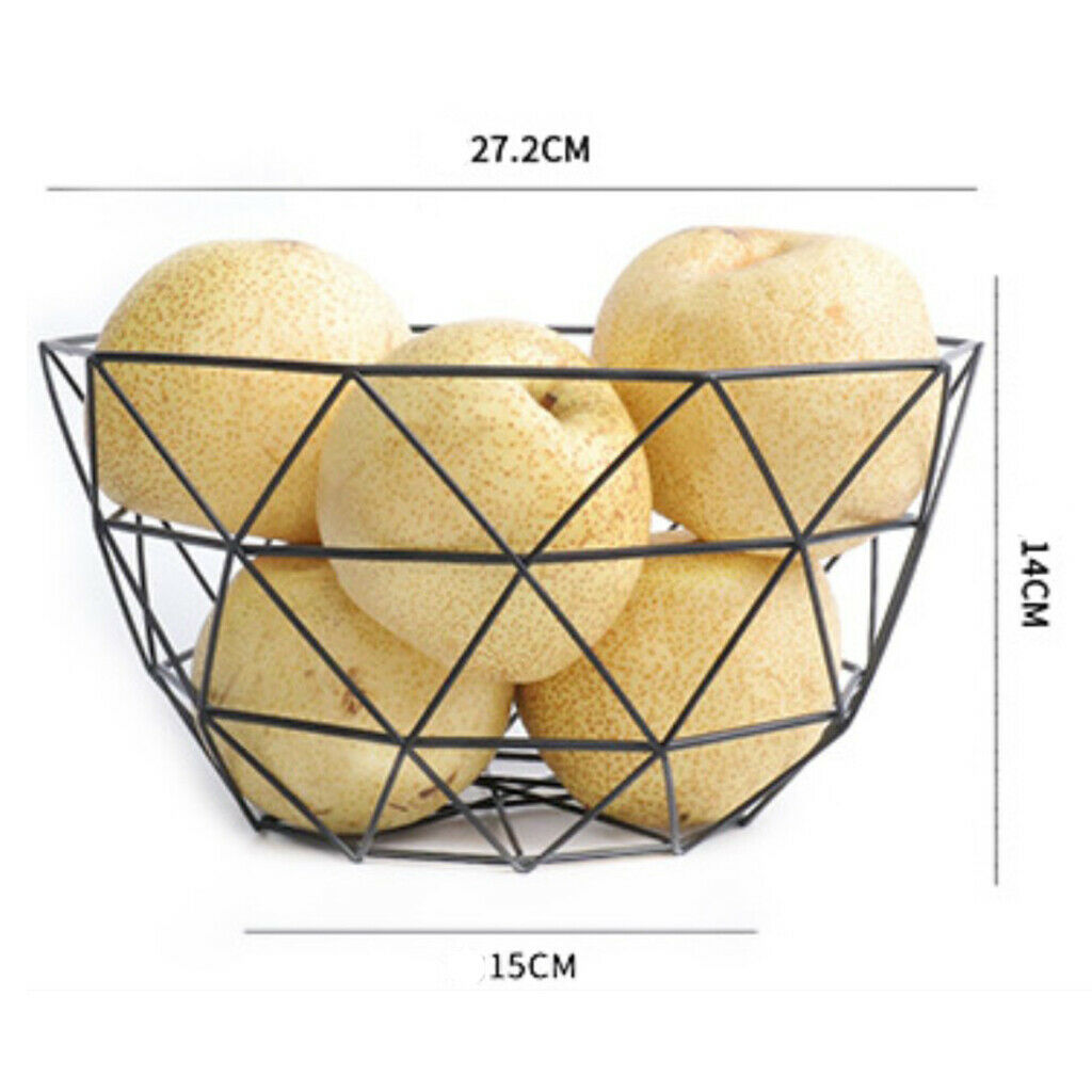 Metal Wire Fruit Basket Bowl Food Serving Dish Candy Biscuit Snack Tray White