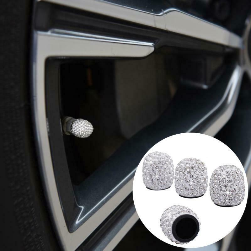 Crystal Rhinestone Universal Tire Valve Dust Caps Set of 4 Air-tight Leak-proof