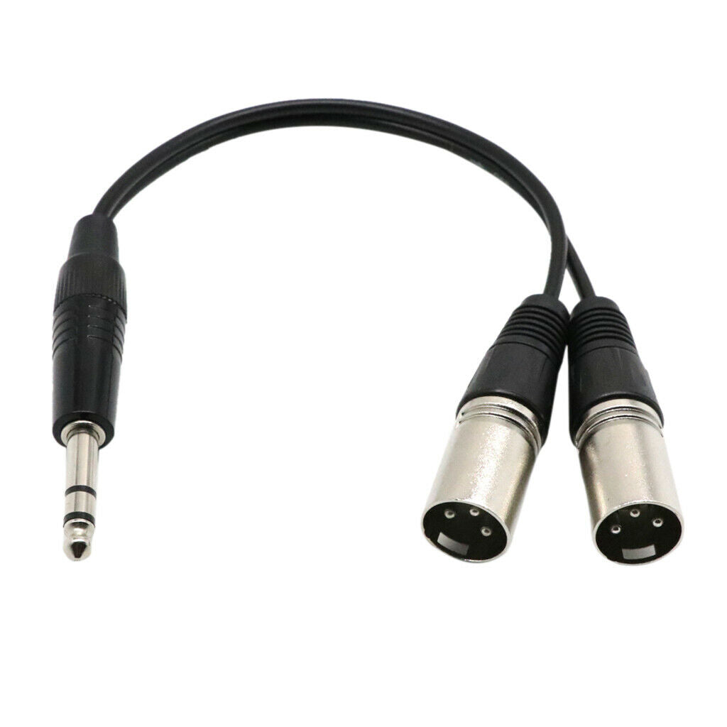 2 Pieces 6.35mm Stereo Male to Double XLR Male Audio Splitter Cable for DJ Mixer