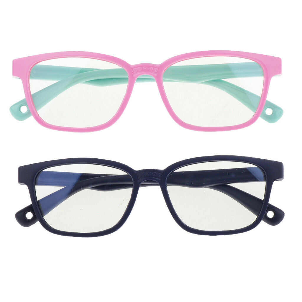 2pcs Kids's Stylish Anti Blue Light Eyeglass Soft Silicone Frame Eyewear