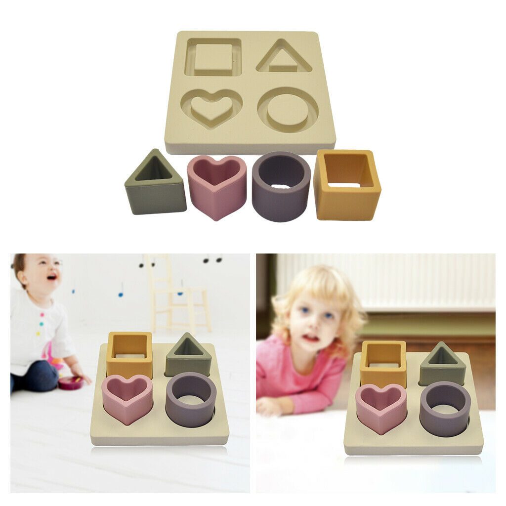 Soft Stacking Silicone Teething Puzzle Blocks Recognition Learning Toys