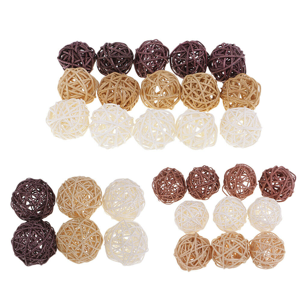 60x 3cm Rattan Wicker Balls For Home Wedding Decor, Vase Fillers,
