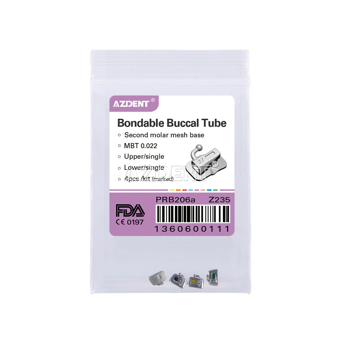 50X Dental Orthodontic 2nd Molar Buccal Tube Bondable Non-Convertible MBT 0.022