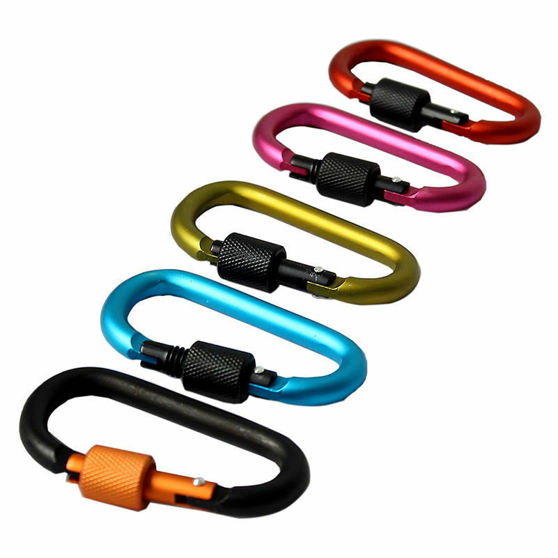 5X Aluminum Carabiner D-Ring Clip Hook Camping Keychain Screw Lock WD CSNJ G SJ