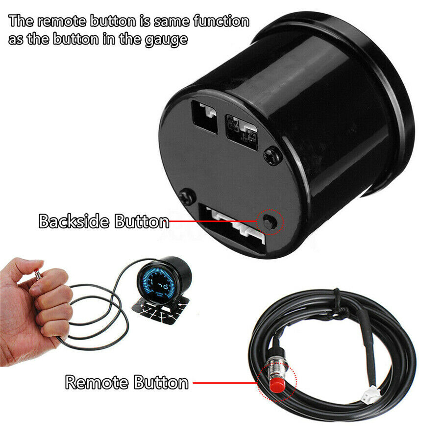 2" 52mm Digital & Pointer 10 Color LED Car Turbo Boost Meter Bar Pressure Gauge