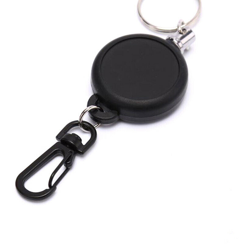 1PC Retractable Pull Key Chain Reel ID Badge Black Card Holder 60CM KeyringBDAU