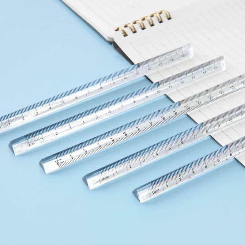 1x Transparent Acrylic Ruler 0-15cm Three-sided Straight Ruler Math Drawing Tool