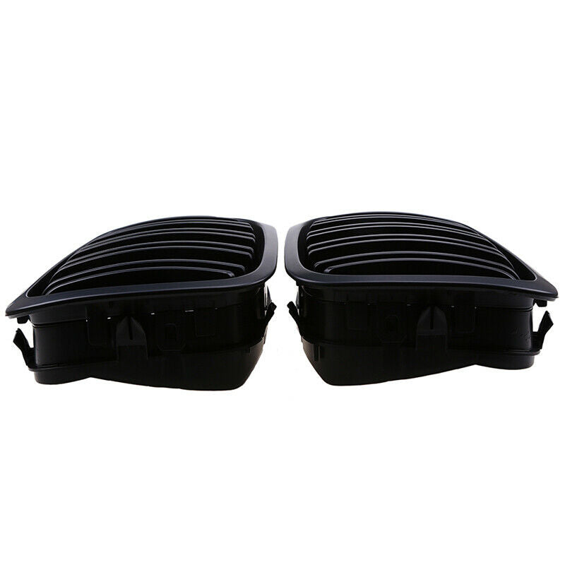 For BMW 3Series E46 M3 1999-2007 Pair Front Kidney Grilles Dual Slat Matte Black