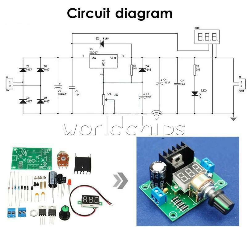 LED LM317 Adjustable Voltage Regulator Step-down Power Supply Module DIY Kits