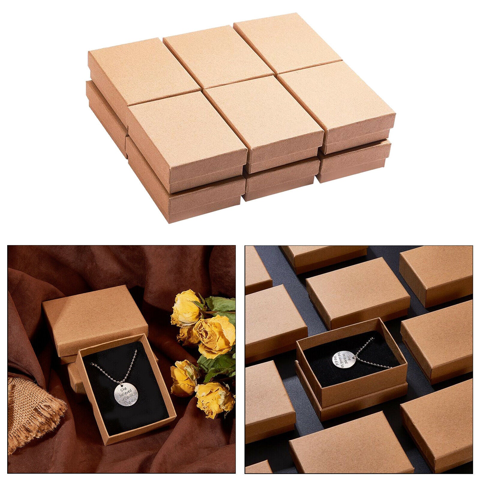 12pcs Paper Jewelry Necklace Display Case Storage Packaging Box Gift Box