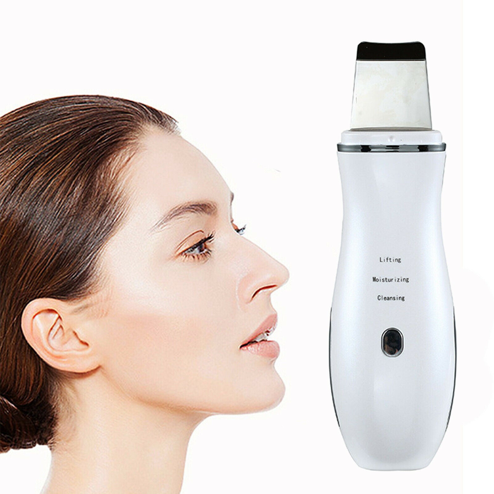 USB Ultrasonic Skin Scrubber Facial Spatula Device Blackhead Remover White