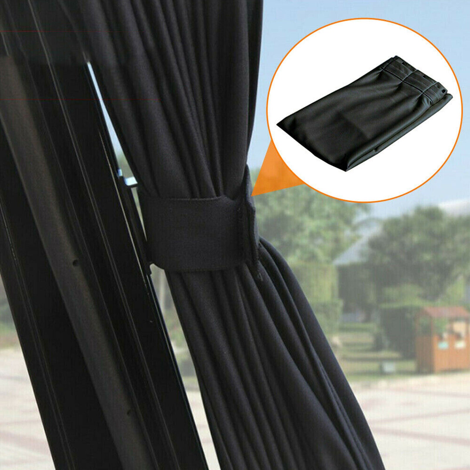 2x Car Sun Shade Side Window Curtain Foldable UV Protection Black Auto Universal