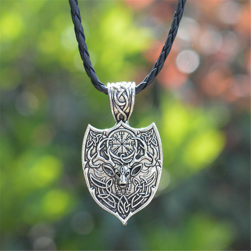 Norse Viking Amulet Pendant Necklace Compass Talisman Jewelry Punk Amulet Gifts