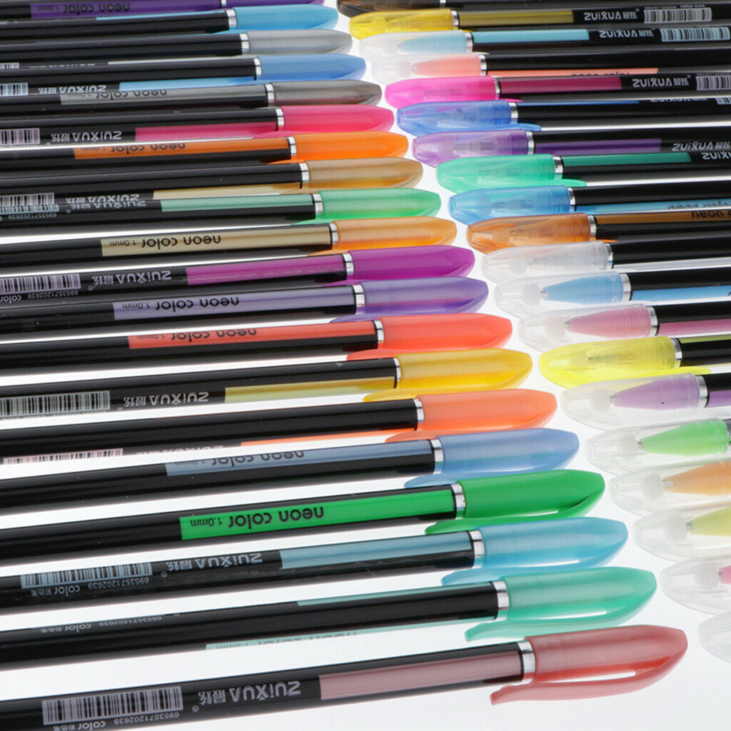 48 Colors Markers Pens Glitter neon color Gel Pens Markers Fluorescent lights-up