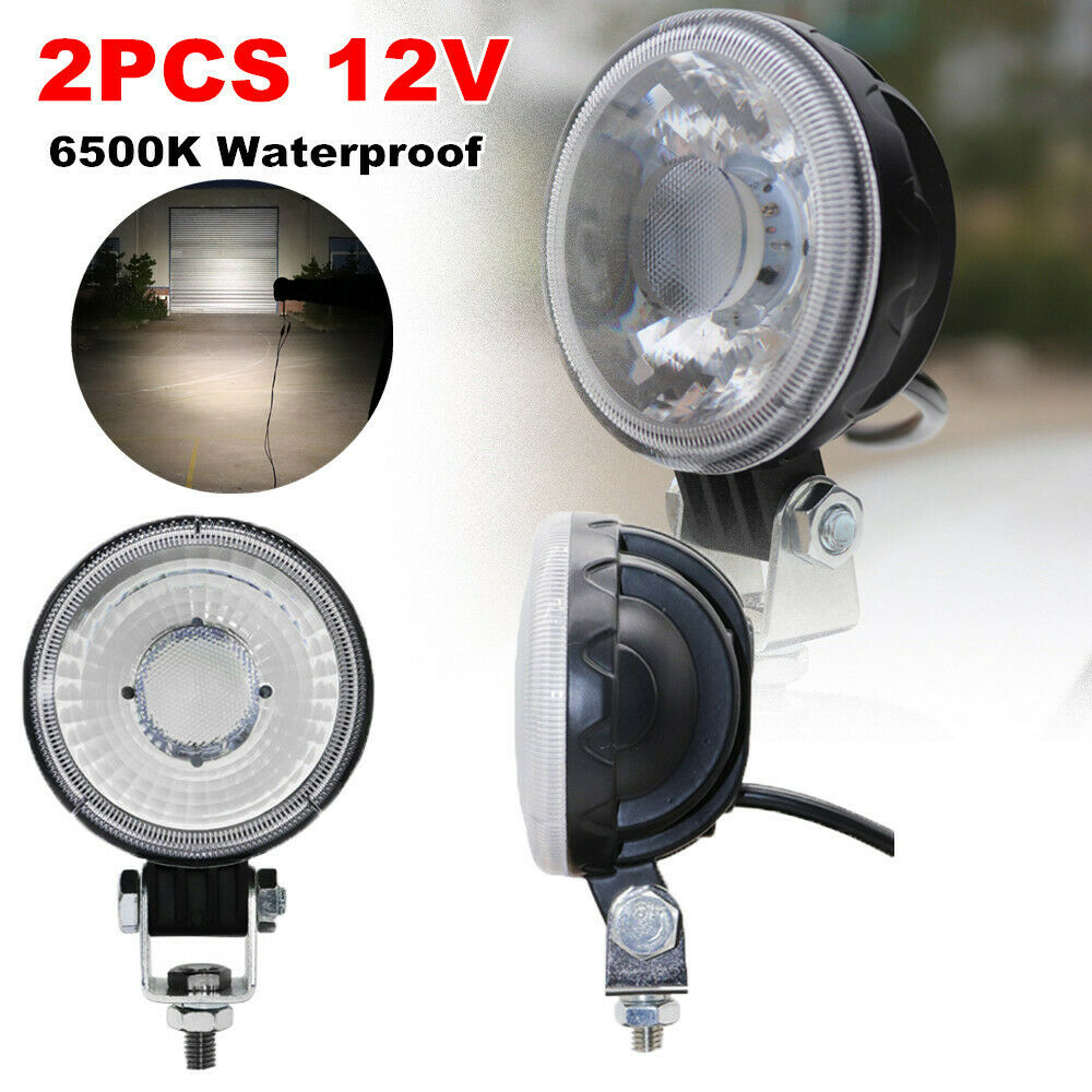 2PC 12V Car LED Fog Lamp Running Light White Daylight Motorcycle Spotlight 6500K