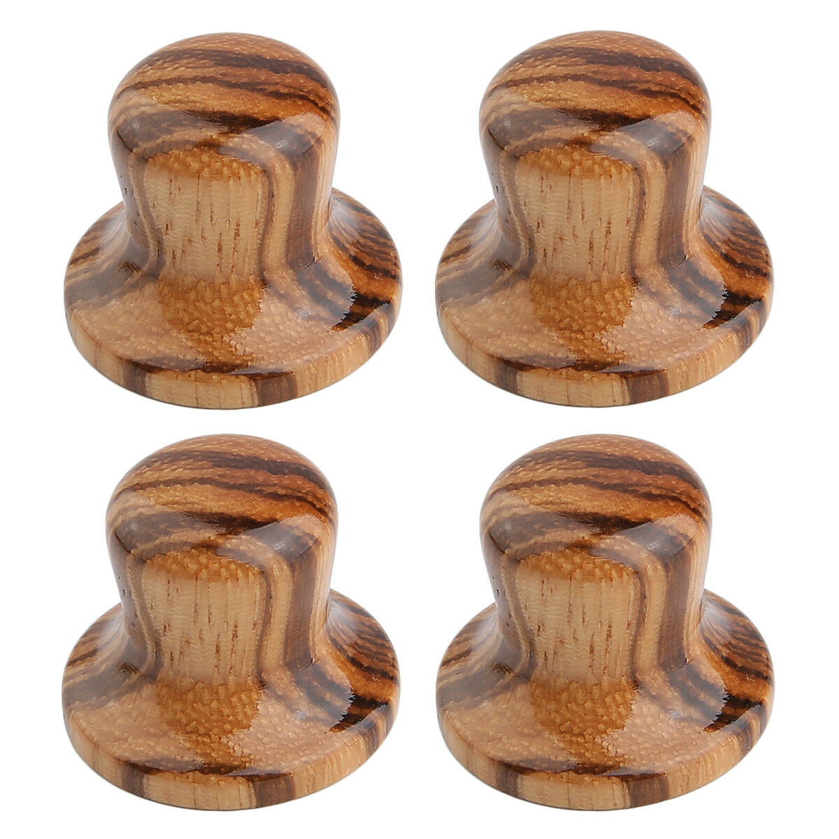 4x Zebra Wooden Guitar Bass Top Hat Knobs Wood Knobs Push On Fit