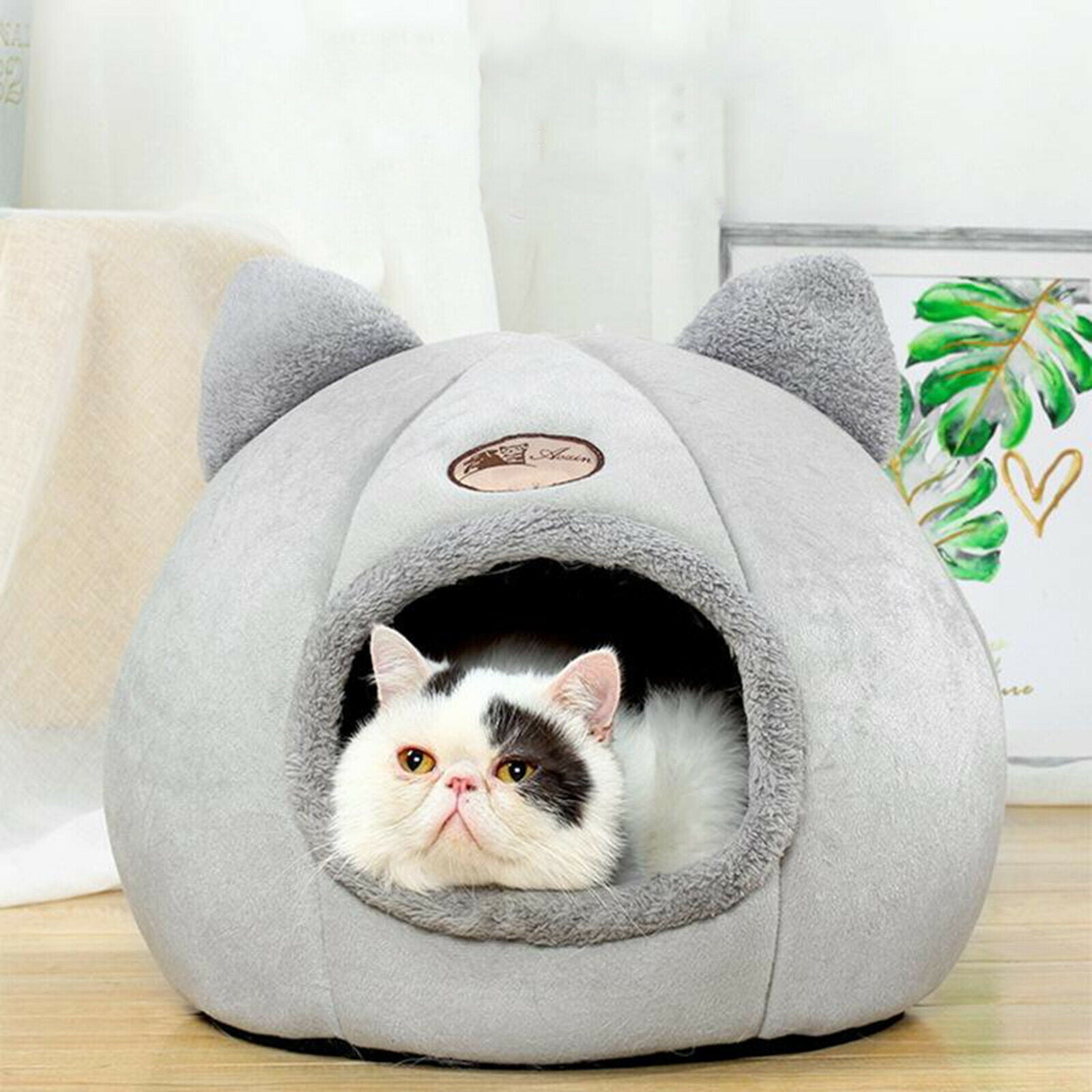 2X Pet Nest Dog Cat Bed Puppy Warm Cushion Sleeping Cave Kennel Canopy L 36CM