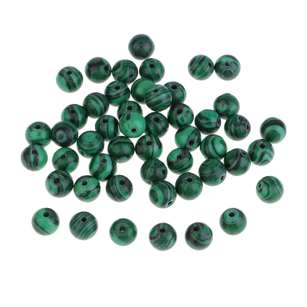 50 Pcs 8mm Green Natural Malachite Beads Gemstones For Jewelry Making
