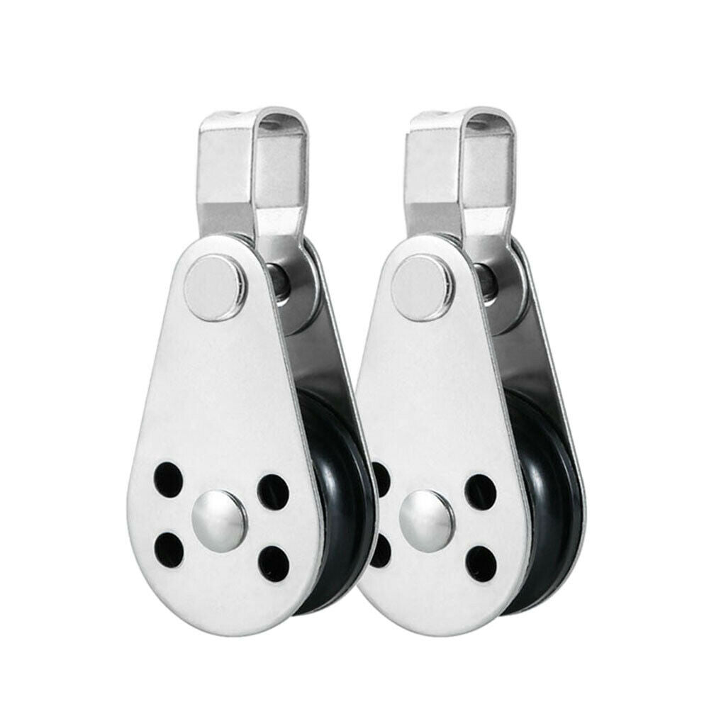 2pcs 316 Stainless Steel Wire Rope Pulley Block - Boat Canoe Kayak Lifting Fixed
