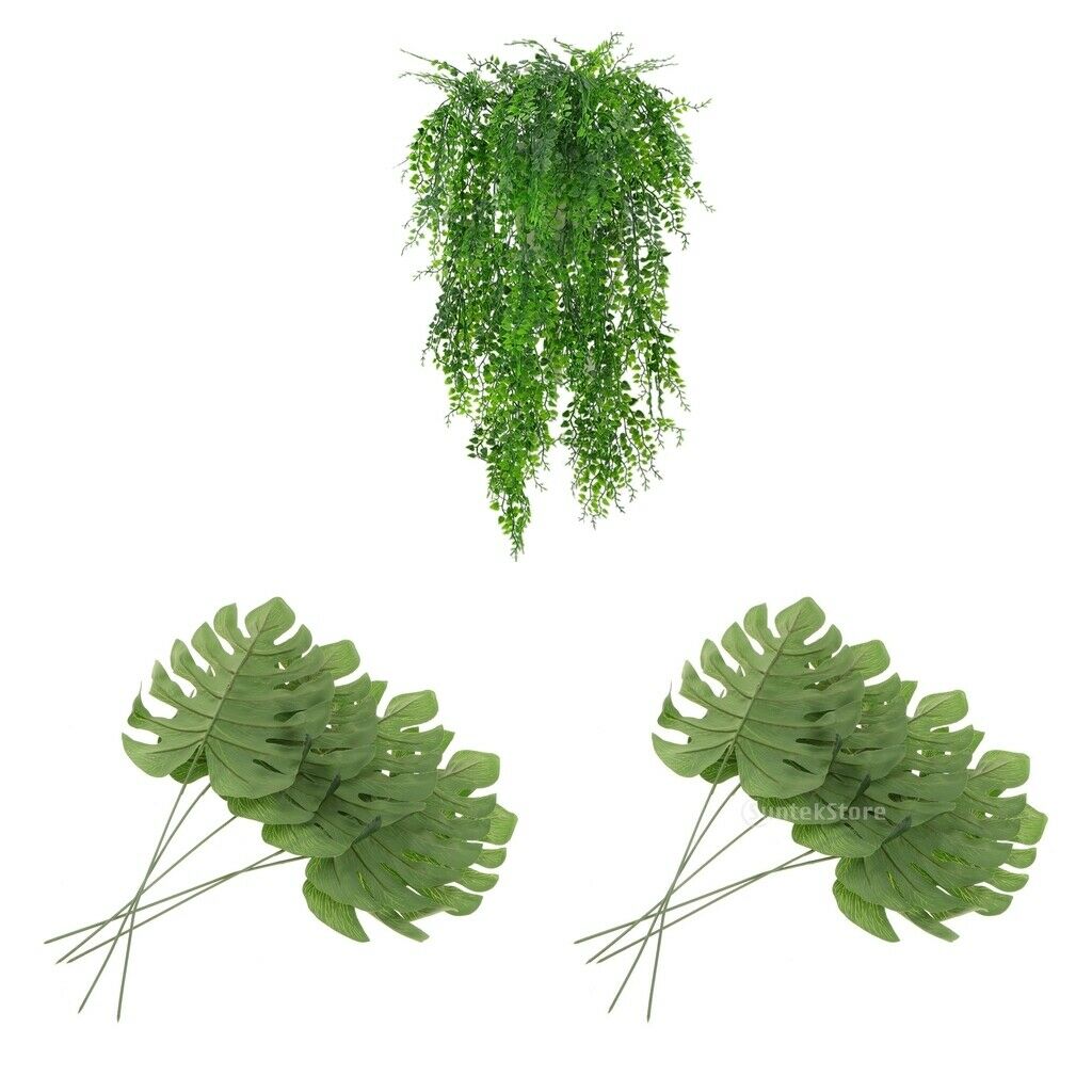 7Pcs Artificial Ivy Vines Green Plants Filler Deco+Monstera Leaves