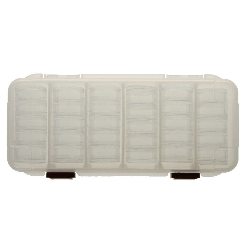 30 Empty Plastic Small Round Nail Art Glitter Tip Jewelry Storage Box Case