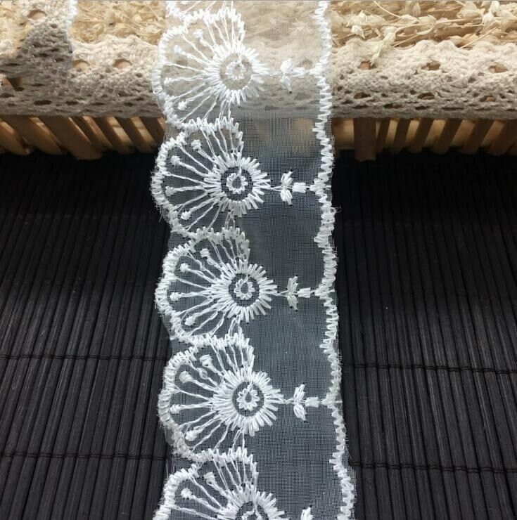 5 Yards Glass yarn embroidery lace Trim clothing skirt Home Decoration DIY