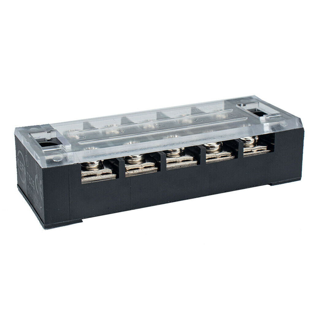 5 Positions Screw Terminal Strip Blocks 600V 25A Pre Insulated Red/Black