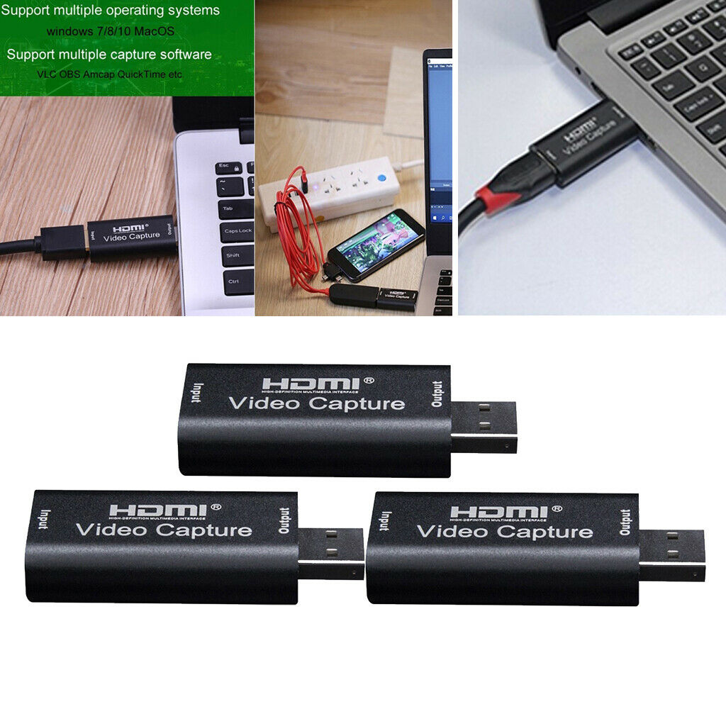 3x HDMI to USB 2.0 Video Capture Card HD Grabber Game / Live Streaming